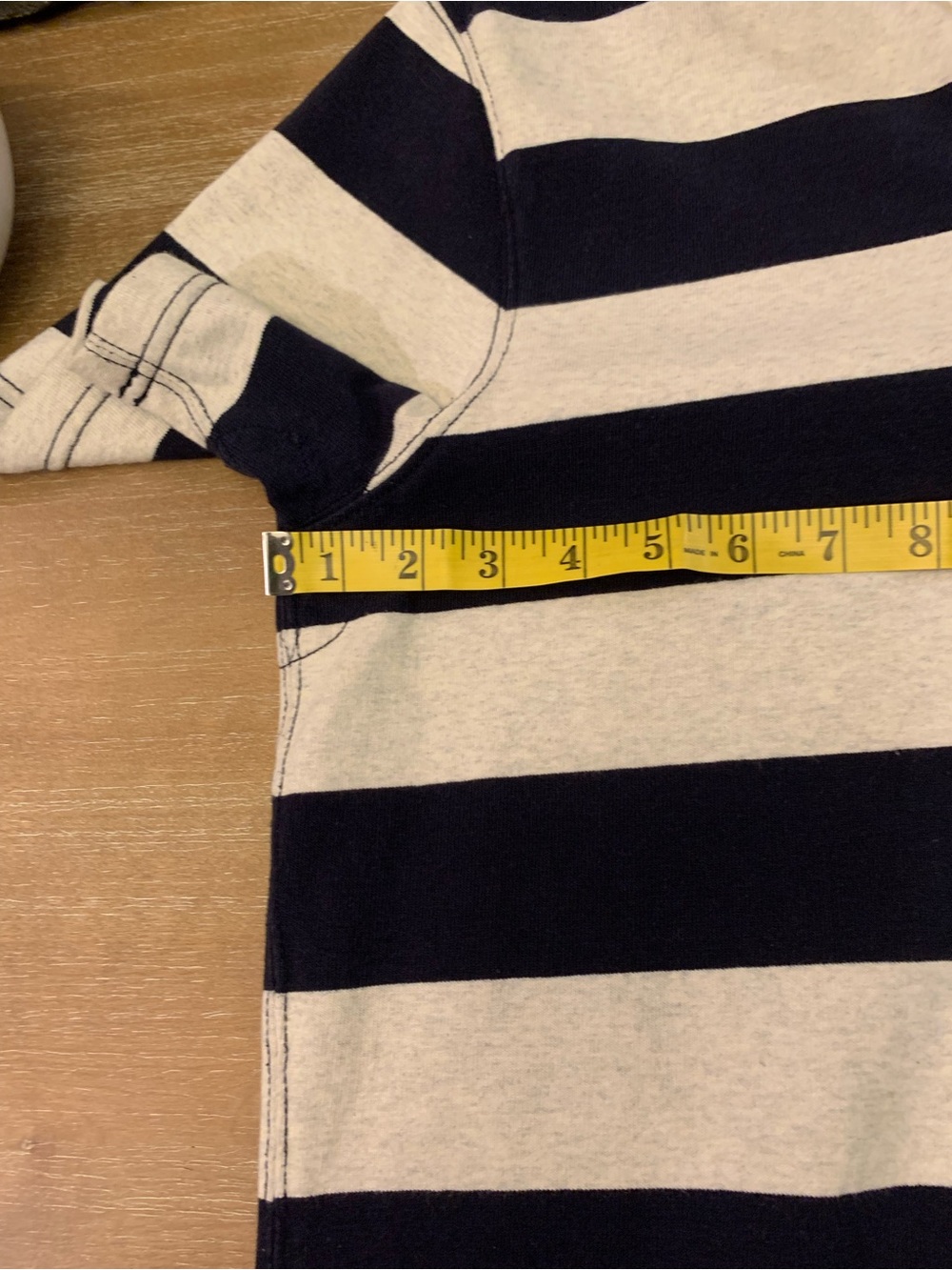 Ralph Lauren Navy & White Striped Rugby Shirt with Embroidered P Patch - Picture 8 of 11